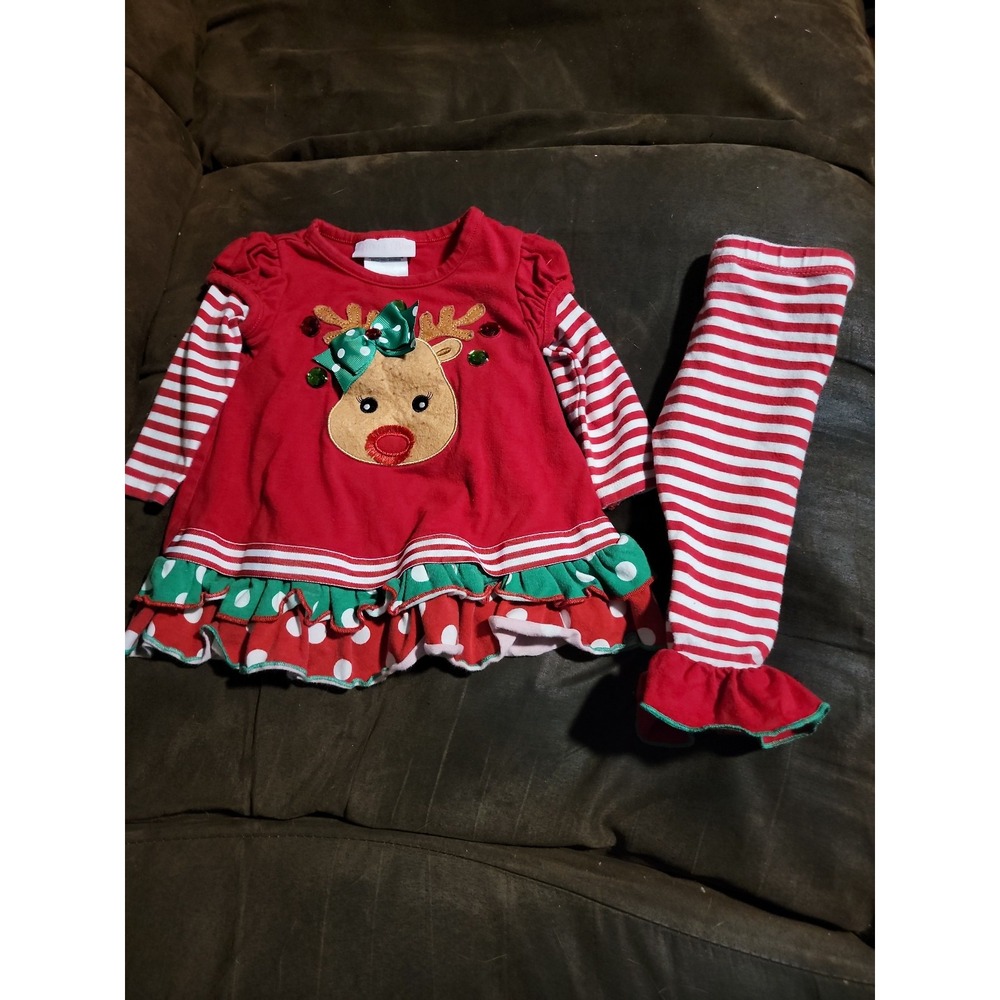 Bonnie baby Christmas holiday reindeer dress with leggings size‎ 12 months